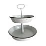 White Color Galvanized Metal Home Farmhouse Decor Display Stand 2 Tier Serving Tray