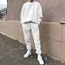 White Pile Pants Pullover Sweatsuit Tapered Track and Field Uniforms