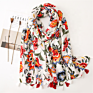 Wild Color Flower Printing Ethnic Style 180X90Cm Cotton Scarf Scarves