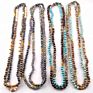 Women 8Mm Gold Metal Spacer Multi Crystal Glass Beads Knotted Long Necklace