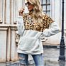 Women Autumn Leopard Print Splice Set Head Tie Dye Wool Loose Hoodie