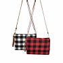 Women Canvas Buffalo Plaid Crossbody Shoulder Bag Wristlet Phone Clutch Bag