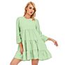 Women Casual Texture Fully Lined Bell Sleeves Ruffle Hem Dress