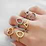 Women Gold Plated Rings Heart Triangle Pear Shape Rings Silver Ring