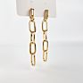 Women Long Chain Drop Opening Earrings 18K Gold Plated