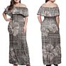 Women Maxi Dress Polynesian Hibiscus African Tribal Grey Pattern Dress Maxi Women Size plus Dress Night Women Wear