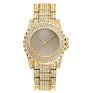 Women Men Full Diamond Stainless Steel Quartz Wrist Gold Watches Jaw-0691