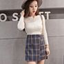 Women Plaid Print High Waist a Line Bag Casual Skirt