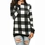 Women Plaid Top Stylish Long Sleeve Buffalo Plaid Blouse Top Casual Comfy Checkered Shirt Color Block Sweatshirt Dropshipping