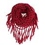 Women Solid Colour Warm Knit Loop Scarf with Fringe Tassel Infinity Scarf Cashmere Circle Collar