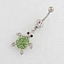 Women Surgical Steel Crystal Zircon Nickel Free Green Anime Turtle Jewelry Body Belly Button Navel Piercing Ring