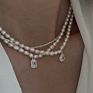 Women's Baroque Square Drop Zircon Freshwater Pearl Pendant Necklace