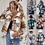 Women's Brushed Plaid Shirts Long Sleeve Flannel Lapel Button down Pocketed Flannel Shacket Jacket