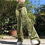 Women's Casual Pants Velvet Striped Flared Pants Pit Elastic Trousers