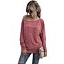 Women's Casual Solid Tops Loose off Shoulder Long Sleeve T-Shirt Ladies Clothing