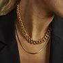 Womens Cuban Link Chain Necklaces Thick Gold Necklace Stainless Steel Chain Chokers Chunky Chain Choker