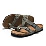 Women's Customized Printing Solid Color Cork Footbed Slide Beach Sandal Adjustable Buckle Double Strap Flat Women Slipper