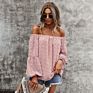 Women's Lantern Long Sleeve off the Shoulder Swiss Dot Casual Tops Loose Blouses