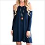 Women's Long Sleeve Cold Shoulder Tunic Top Swing T-Shirt Loose Dress with Pockets