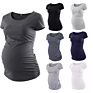 Women's Maternity Block Tops Short Sleeve T-Shirts Blouses for Breastfeeding Friendly