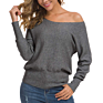 Women's off Shoulder Sweater Long Sleeve Loose Pullover Knit Jumper