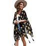 Women's Oversize Chiffon Shawl Wrap Sheer Kimono Beachwear Cover up with Floral Design