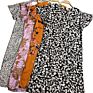 Women's Short Sleeve round Neck Straight Tube Enlarged Big Size Dress Leisure Flower Long Skirt
