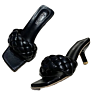 Women's Weave Pumps External Wear High Heels Ladies Solid Color Open Toe Square Women's Head Slippers