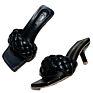 Women's Weave Pumps External Wear High Heels Ladies Solid Color Open Toe Square Women's Head Slippers