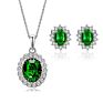 Women'sr Emerald Pendant Earrings Jewelry Set Wedding and Wedding Supplies Set