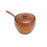 Wood Salt Jar Wooden Sugar Bowl with Spoon and Lid