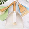 Wooden Broom Natural Sweep Floor Cleaning Dustpan Mini Table Bamboo Wooden Dustpan and Brush Set