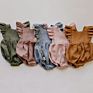 X107084 Fly Sleeved Baby Linen Cotton Girls Jumpsuit Rompers Green Pink Bodysuits