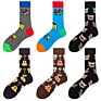 Xianghui Men's and Women's Socks Colorful Happy Socks Rubik's Cube Guitar and Cat Pattern