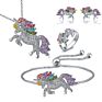 Yiding Design Jewelry Sets Fine Crystal Rhinestone Rainbow Color Unicorn Necklace Set with Earrings Bracelet Ring