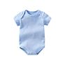 Yiwu 0-24M 100% Organic Cotton Plain Infant Newborn Baby Pink Blue White Unisex Rompers Short Sleeve Jumpsuit