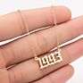 1980- Birth Year Number Stainless Steel Pendant Necklace for Women and Men