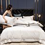 Beauty Luxury Wedding Embroidery Solid Color Bridal Bed Sheet 100% Cotton King Size 4 Pcs Satin Red Bedspreads Bedding Set