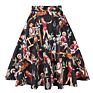 Black Rose Printed Floral Skirt High Waist Women Cotton 50S 60S Punk Flare Retro Vintage Skirt Vd0020