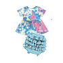 Blue Tie Dye Dress Set Kids Girl Girls Clothing Sets Kids Girls Short Set without on Maniking