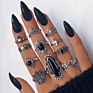 Boho Vintage Gold Star Knuckle Rings for Women Boho Crystal Star Crescent Geometric Female Finger Rings Set Jewelry