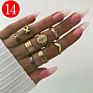 Boho Vintage Ring Set Gold Knuckle Rings for Women Crystal Star Crescent Geometric Female Finger Rings Set Jewelry
