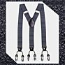 Brown Plaid Color Formal 6 Clips Braces Women Adjustable Polyester Suspenders