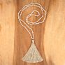 Crystal Knot Tassel Necklace Hand Woven Long Sweater Chain Buddha Head Pendant Women's Necklace