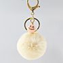 Fur Ball Keyring Imitation Faux Rex Rabbit Fur Ball Keychain Creative Car Key Chain Acrylic Smiley Hair Ball Pendant