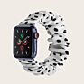 Girly Scrunchies Watch Bands for Apple Watch 38Mm 42Mm 40Mm 44Mm Leopard Flowers Printed Fabric Elastic Strap for Iwatch 7 6 Se