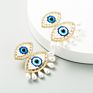 Gold Plated Big Eyes Diamond Evil Eyes Alloy Crystal Stud Earrings Women