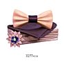 Handmade 3D Adjustable Bow Tie Wooden Set with Pocket Square Brooches for Men