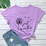 Just Breathe 100% Cotton T-Shirt Vintage Women Anxiety Graphic Tshirt