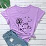 Just Breathe 100% Cotton T-Shirt Vintage Women Anxiety Graphic Tshirt